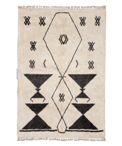 Shadi– Moroccan Beni Ourain White and Black Rug – Custom Geometric Rug