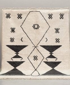 Alternative view of Shadi– Moroccan Beni Ourain White and Black Rug – Custom Geometric Rug