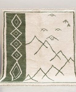 Alternative view of Siraj – Moroccan Beni Ourain Green and White Rug – Custom Geometric Berber Rug