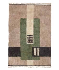Tafsut – Beni Ourain Green and Beige Rug – Handmade Geometric Custom Rug