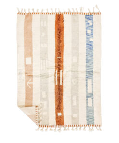 Tanagh- Beni Ourain Rug 5x8 – White and Pink Striped Carpet | Handmade Moroccan Rug