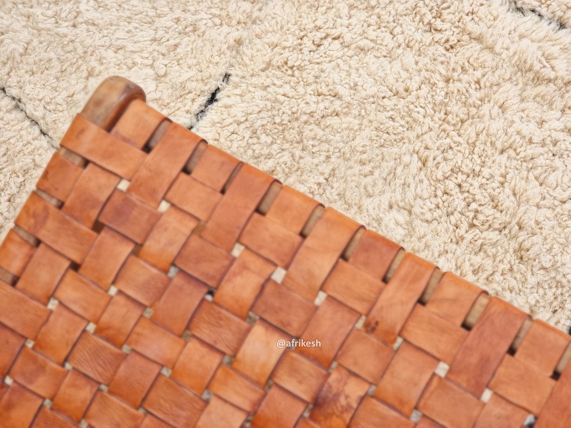 Tazirit– Moroccan Beni Ourain Beige Rug – Custom Geometric Rug - Image 8