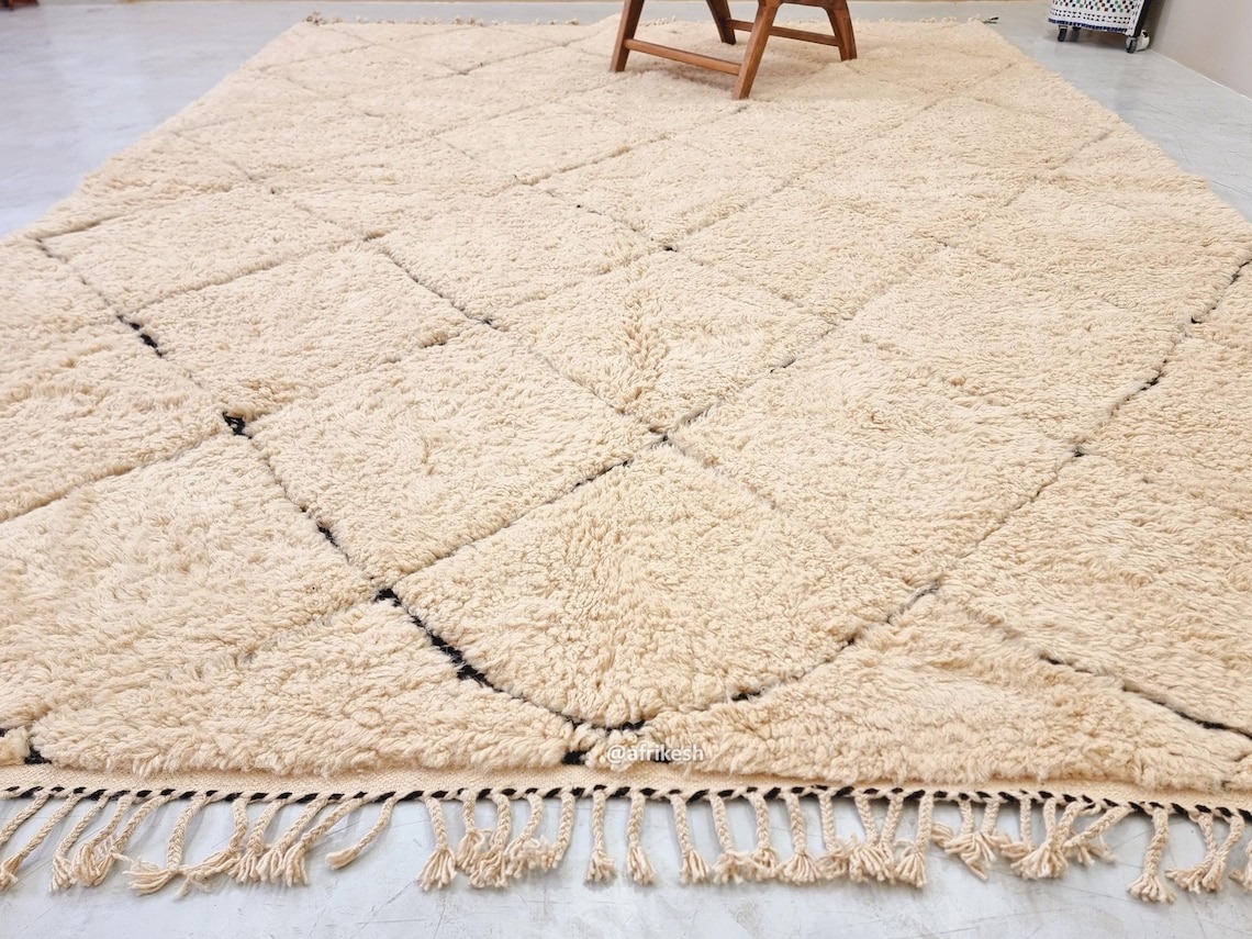 Tazirit– Moroccan Beni Ourain Beige Rug – Custom Geometric Rug - Image 7