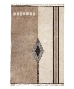 Zayd– Moroccan Beni Ourain Rug Beige and White – Custom Geometric Berber Rug