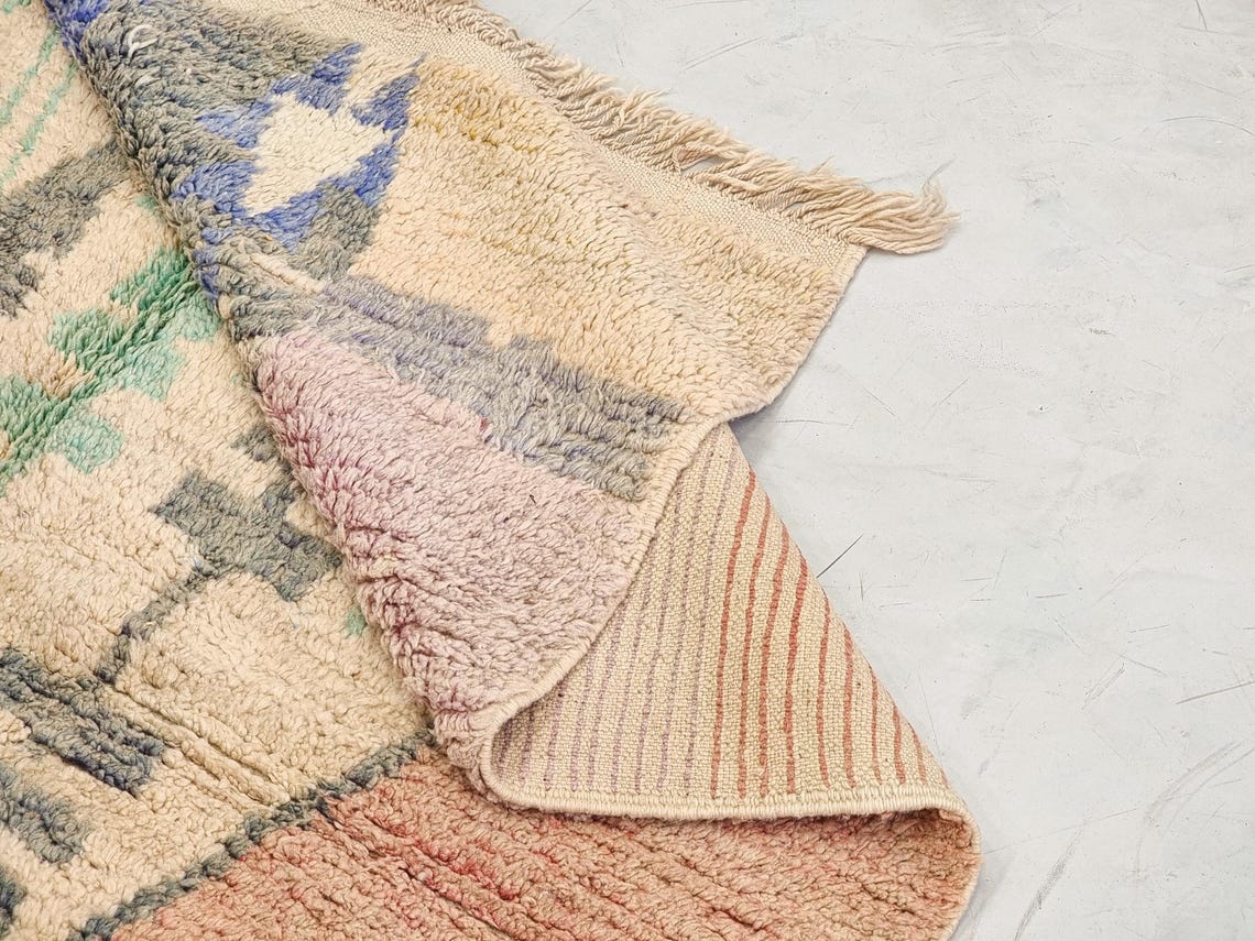 Zina- Cream And Brown Rug - Wool Boujaad Abstract Rug 5x8 - Image 8