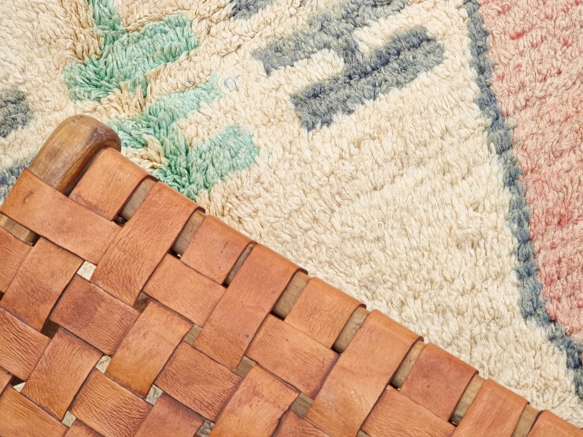 Zina- Cream And Brown Rug - Wool Boujaad Abstract Rug 5x8 - Image 6