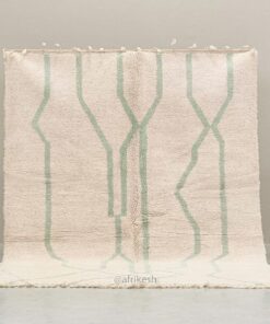 Alternative view of Bouthayna– White and Green Moroccan Rug | Beni Ourain Striped Carpet– Custom Sizes