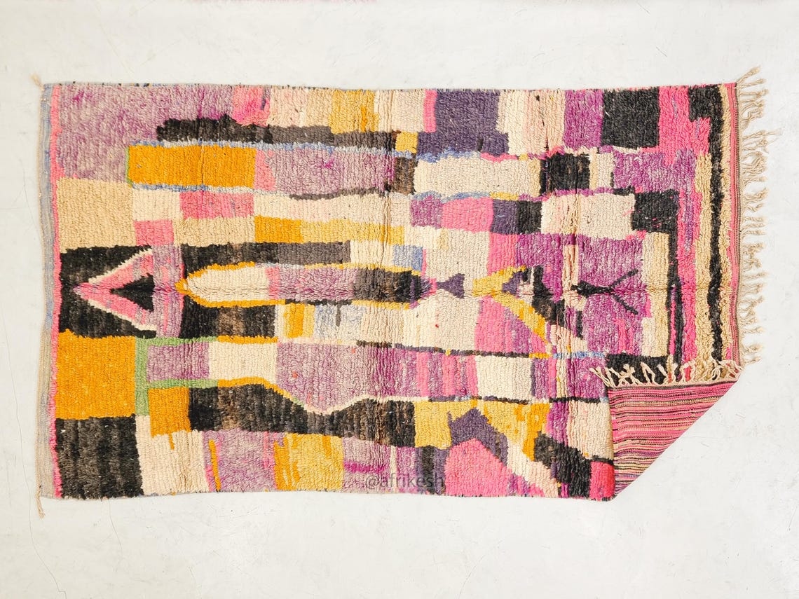 Iqbal- Multicolor Moroccan Rug - Handmade Boujaad Abstract Rug 5x9 - Image 9