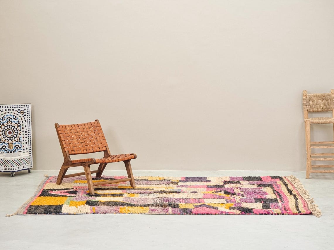 Iqbal- Multicolor Moroccan Rug - Handmade Boujaad Abstract Rug 5x9 - Image 4