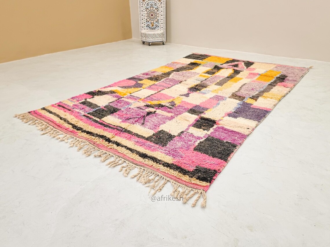 Iqbal- Multicolor Moroccan Rug - Handmade Boujaad Abstract Rug 5x9 - Image 3