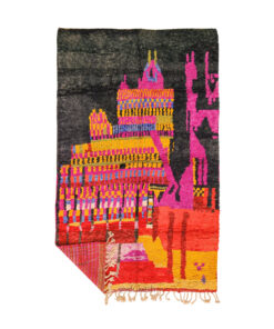 Selma- Vintage Moroccan Rug 5x8- Black and Pink Boujaad Moroccan Rug