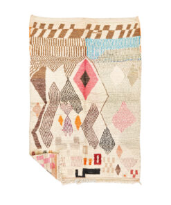 Soukaina - Vintage Moroccan Rug 5x8- Brown And White Boujaad Moroccan Rug