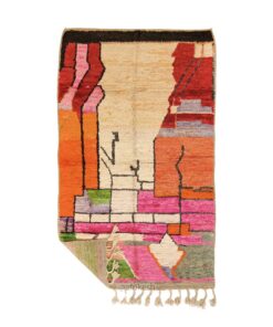 Tinhinan- Cream and Pink Moroccan Rug - Vintage Boujaad Rug 5x8