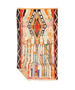 Yasmina- Vintage Moroccan Rug 5x9- Orange and Black Boujaad Moroccan Rug