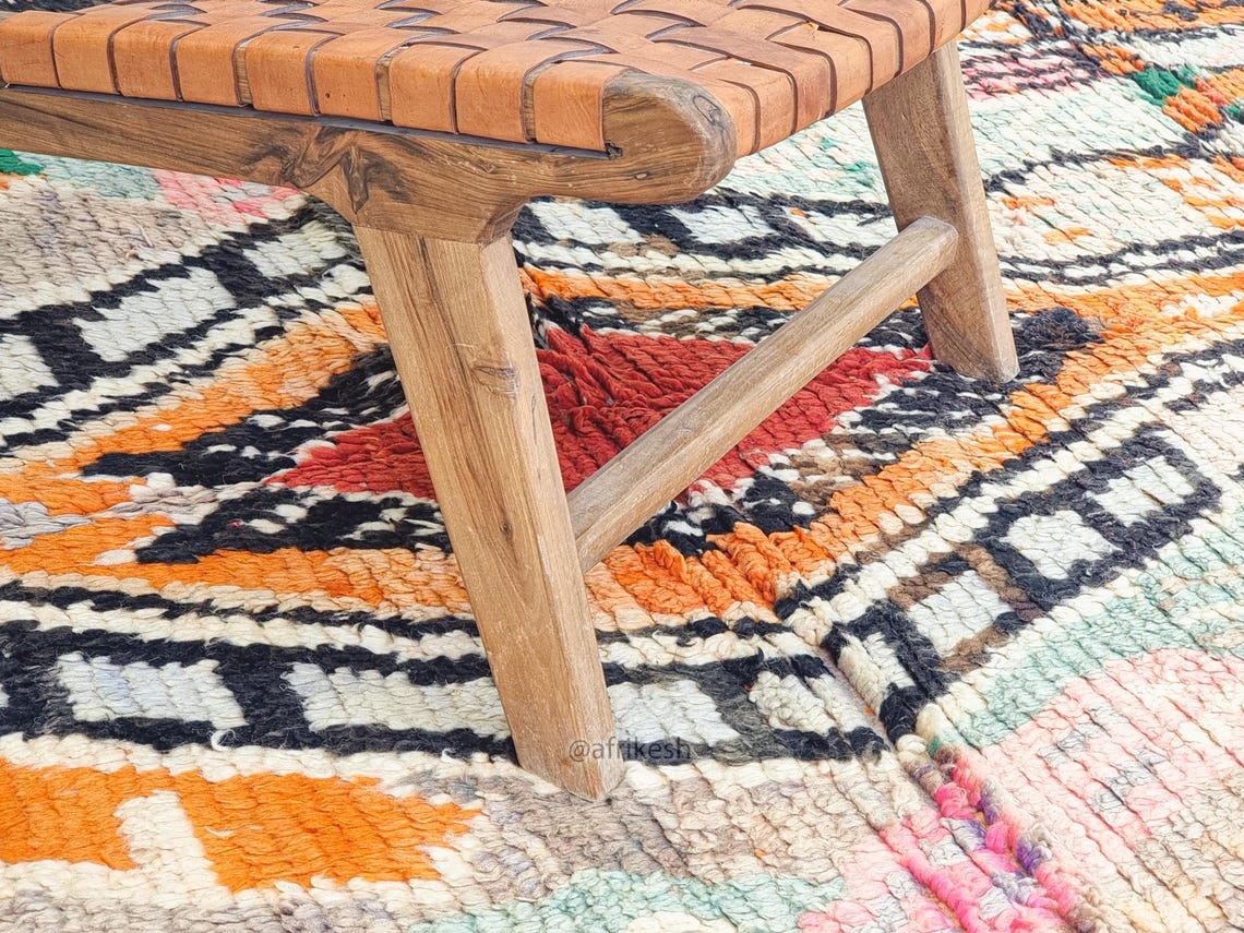 Yasmina- Vintage Moroccan Rug 5x9- Orange and Black Boujaad Moroccan Rug - Image 6