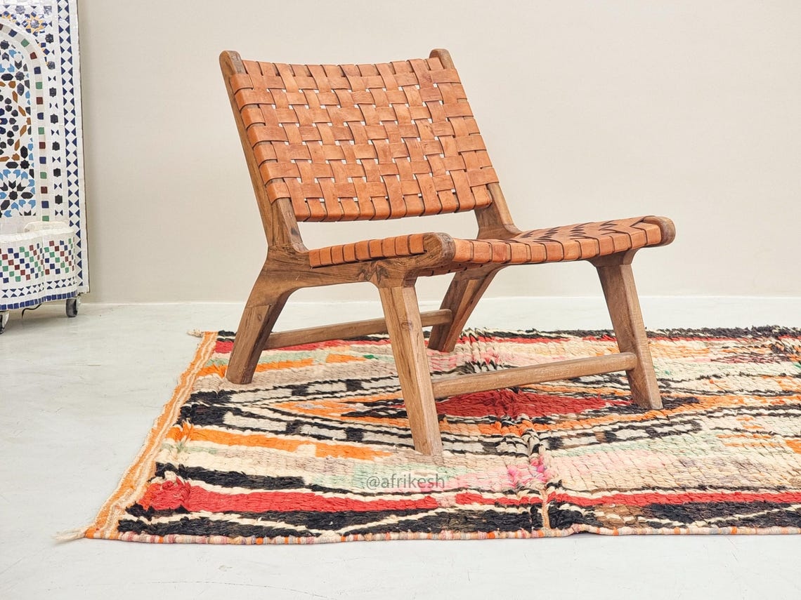 Yasmina- Vintage Moroccan Rug 5x9- Orange and Black Boujaad Moroccan Rug - Image 5