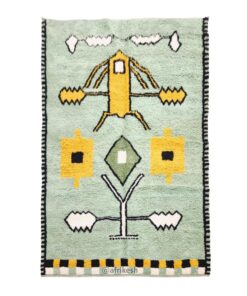 Amato – Moroccan Abstract Rug – Beni Ourain Sage Green & Yellow Rug