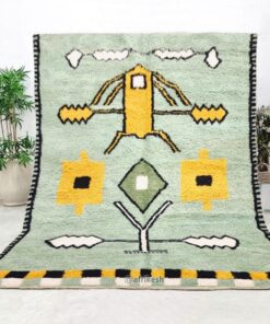 Alternative view of Amato – Moroccan Abstract Rug – Beni Ourain Sage Green & Yellow Rug