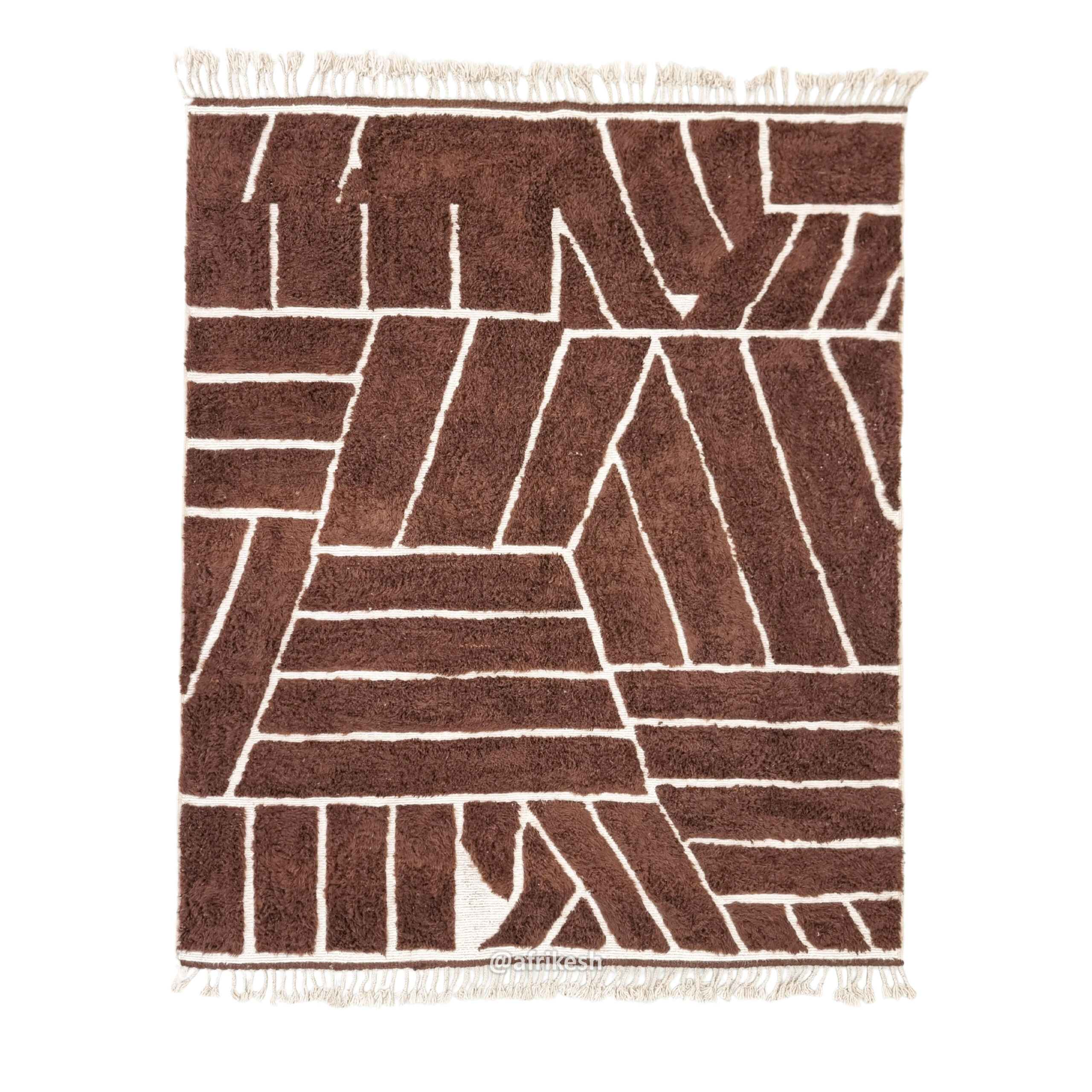Chorok – Moroccan Brown Rug – Beni Ourain Abstract Rug – Custom Sizes