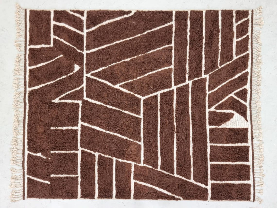 Chorok – Moroccan Brown Rug – Beni Ourain Abstract Rug – Custom Sizes - Image 10