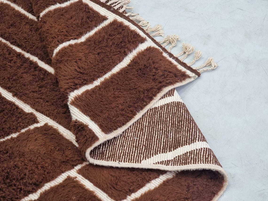 Chorok – Moroccan Brown Rug – Beni Ourain Abstract Rug – Custom Sizes - Image 8