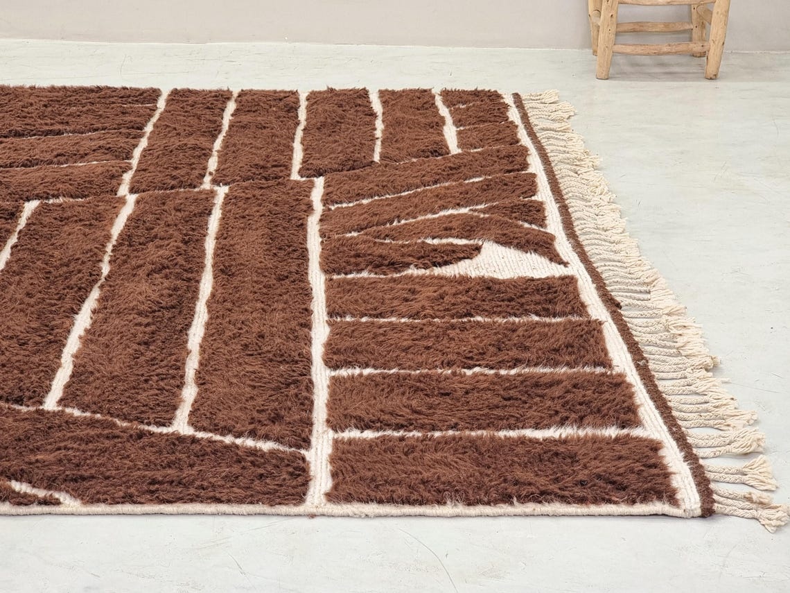 Chorok – Moroccan Brown Rug – Beni Ourain Abstract Rug – Custom Sizes - Image 4