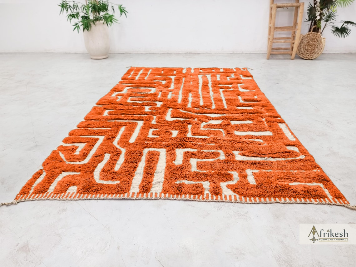 Rauwya – Moroccan Orange Rug– Beni Mrirt Tufted Custom Carpet - Image 4