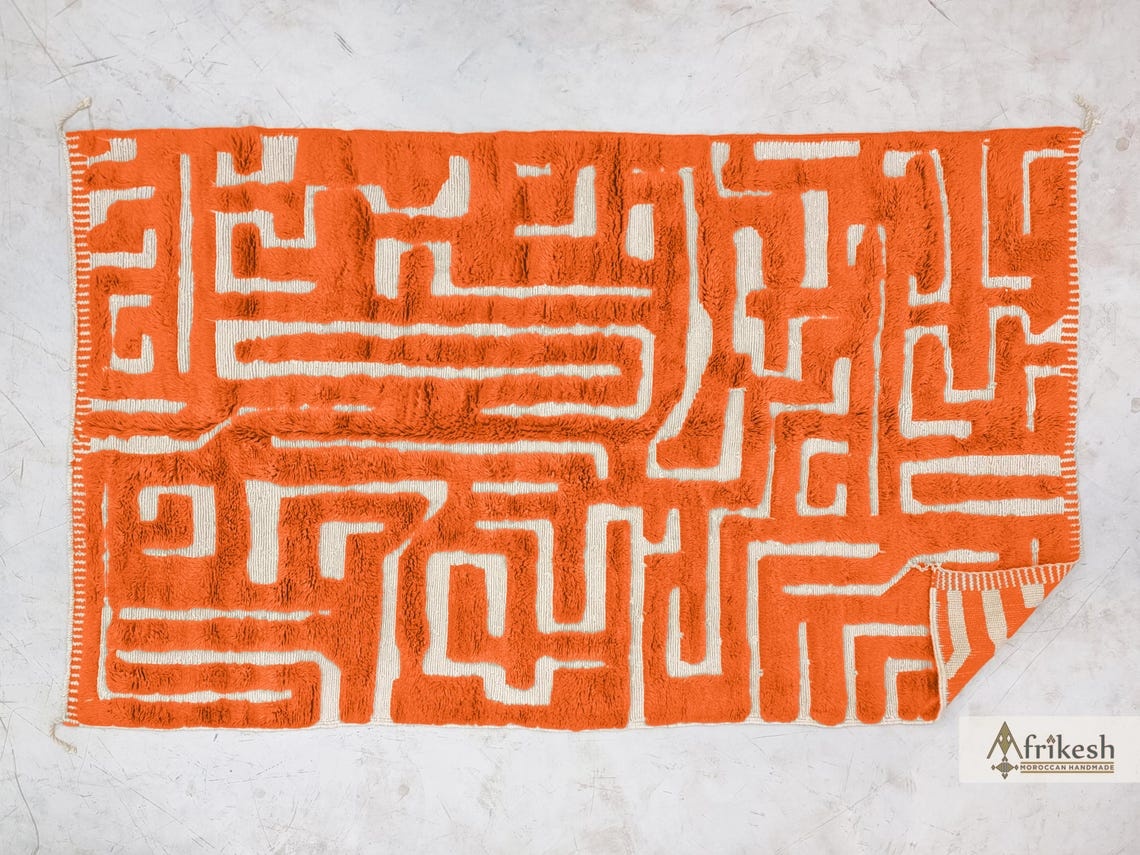 Rauwya – Moroccan Orange Rug– Beni Mrirt Tufted Custom Carpet - Image 7