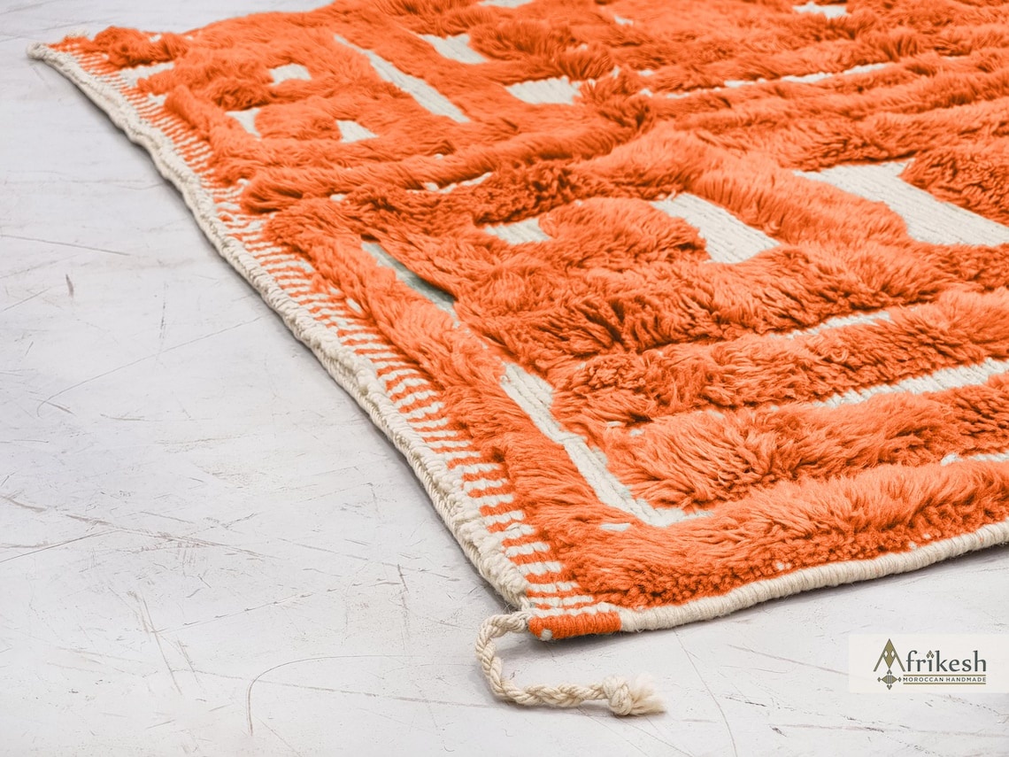Rauwya – Moroccan Orange Rug– Beni Mrirt Tufted Custom Carpet - Image 6