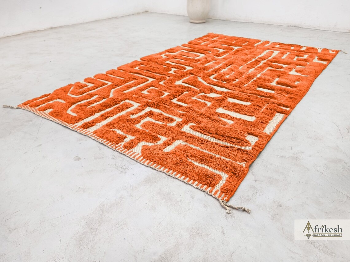 Rauwya – Moroccan Orange Rug– Beni Mrirt Tufted Custom Carpet - Image 3
