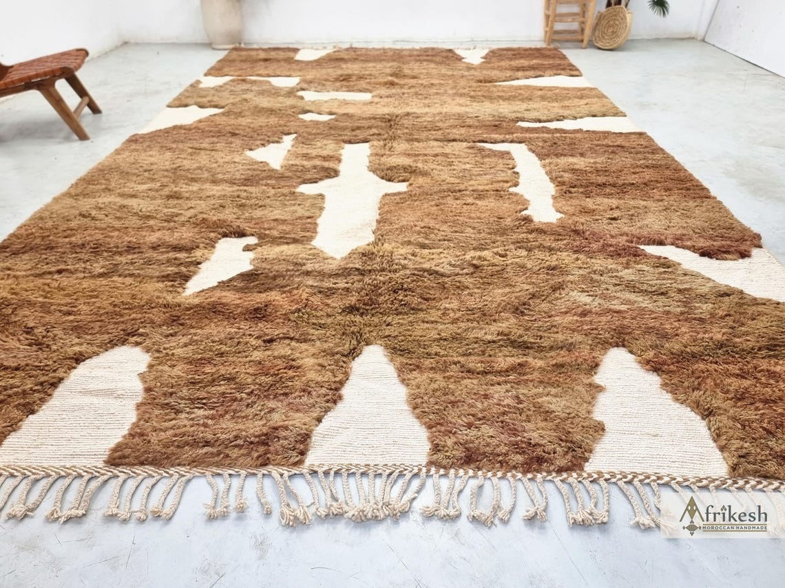 Afulki - Brown And White Tufted Rug – Beni Ourain Moroccan Rug – Custom Sizes - Image 4