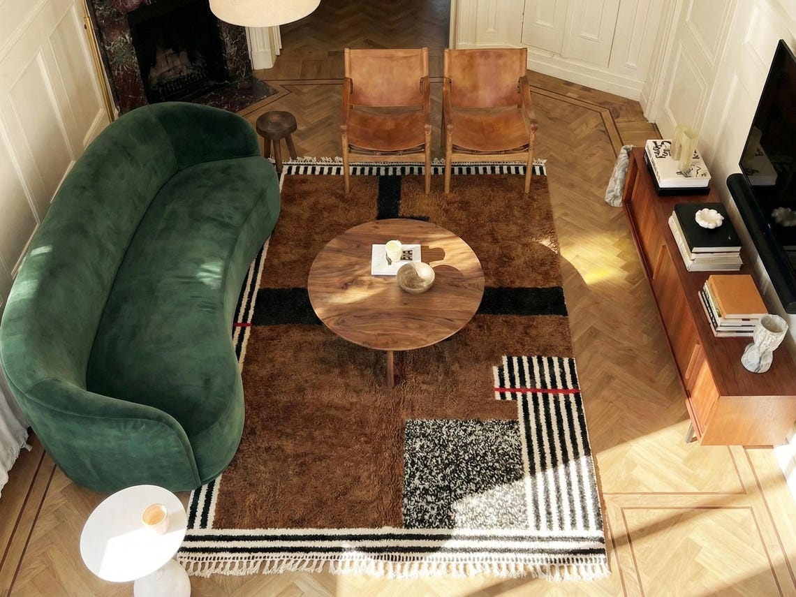 Amber – Brown and Black Moroccan Rug | Beni Ourain Striped Rug – Custom Sizes - Image 5