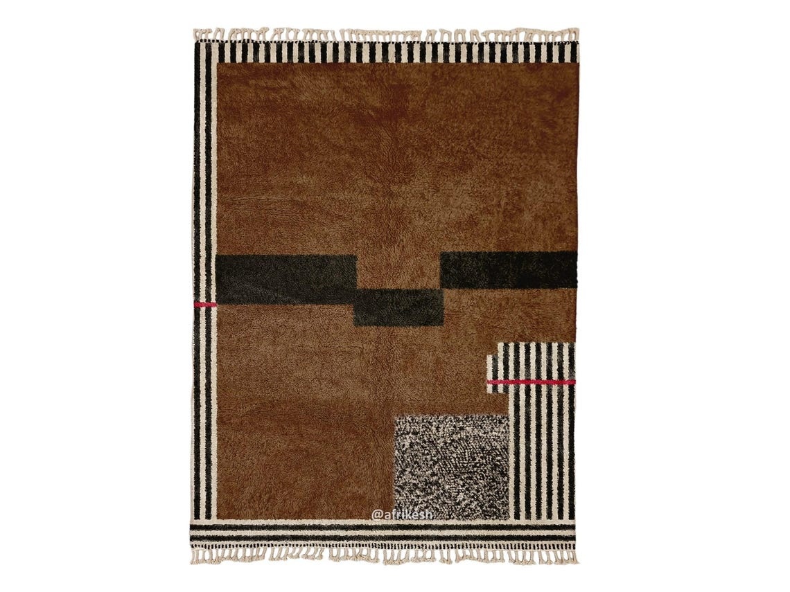 Amber – Brown and Black Moroccan Rug | Beni Ourain Striped Rug – Custom Sizes