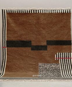 Alternative view of Amber – Brown and Black Moroccan Rug | Beni Ourain Striped Rug – Custom Sizes
