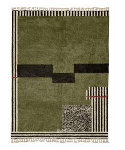 Amber – Green and black Moroccan Rug | Beni Ourain Striped Rug – Custom Sizes