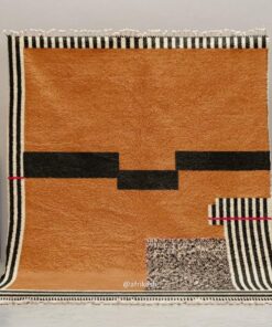 Alternative view of Amber – Orange and Black Moroccan Rug | Beni Ourain Striped Rug – Custom Sizes