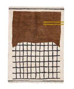 Ard – Brown & White Moroccan Rug – Beni Ourain Grid Custom Rug
