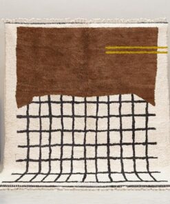 Alternative view of Ard – Brown & White Moroccan Rug – Beni Ourain Grid Custom Rug