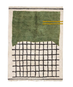 Ard– Green & White Moroccan Rug – Beni Ourain Grid Custom Rug