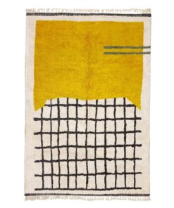 Ard – Yellow & White Moroccan Rug – Beni Ourain Grid Custom Rug