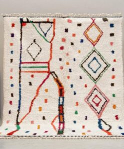 Alternative view of Ayyur – Moroccan Beni Ourain Artistic Rug- Colorful Geometric Azilal Carpet