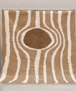Alternative view of Azru– Brown and White Striped Rug | Moroccan Beni Ourain Rug – Custom Sizes