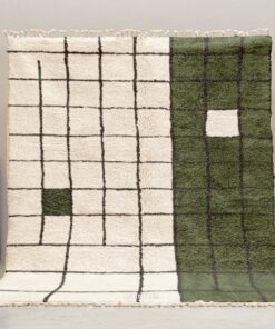 Alternative view of Tafukt – Green & White Moroccan Rug – Beni Ourain Grid Custom Rug