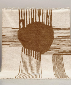 Alternative view of Nawat –Brown and White Moroccan Rug | Beni Ourain Striped Rug – Custom Sizes