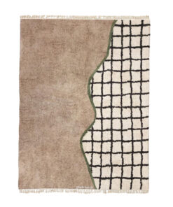 Shabaka – Beige & White Moroccan Rug- Beni Ourain Grid Custom Rug Sizes