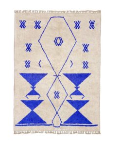 Shadi– Beni Ourain Blue and White Moroccan Rug – Custom Geometric Rug