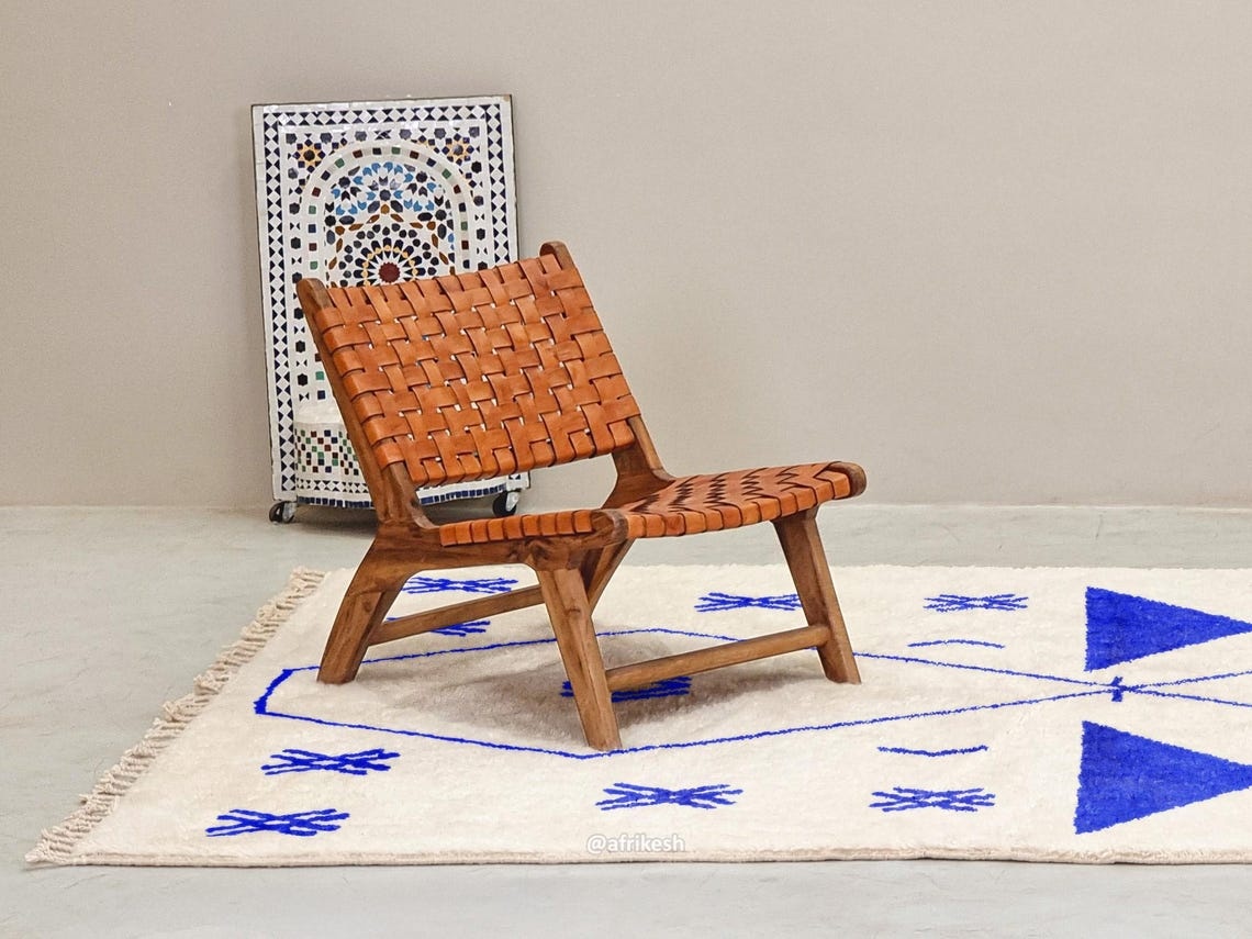 Shadi– Beni Ourain Blue and White Moroccan Rug – Custom Geometric Rug - Image 5