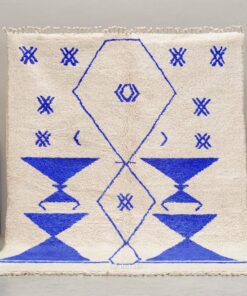 Alternative view of Shadi– Beni Ourain Blue and White Moroccan Rug – Custom Geometric Rug