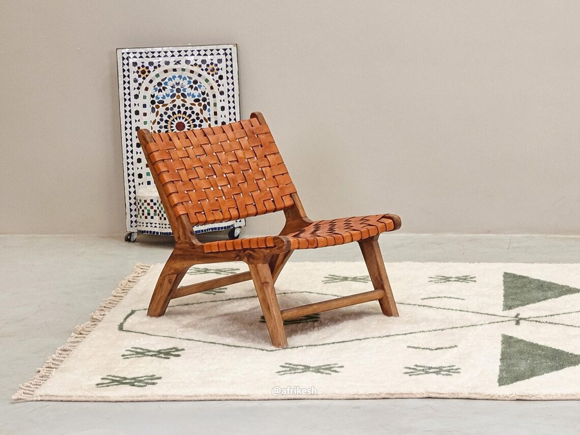 Shadi– Beni Ourain Green and White Moroccan Rug – Custom Geometric Rug - Image 5