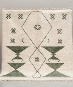 Alternative view of Shadi– Beni Ourain Green and White Moroccan Rug – Custom Geometric Rug